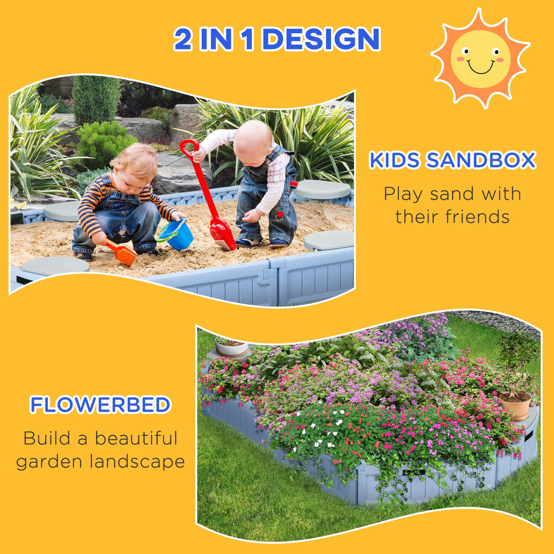 Outsunny Kids Sandbox with Cover, Seat, Sandbox Outdoor for Backyard, Brown