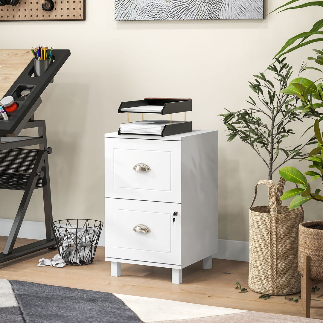 HOMCOM 2-Drawer Small Filing Cabinet Lockable Home Office Storage Cabinet with Adjustable Hanging Bars for A4 Letter Black