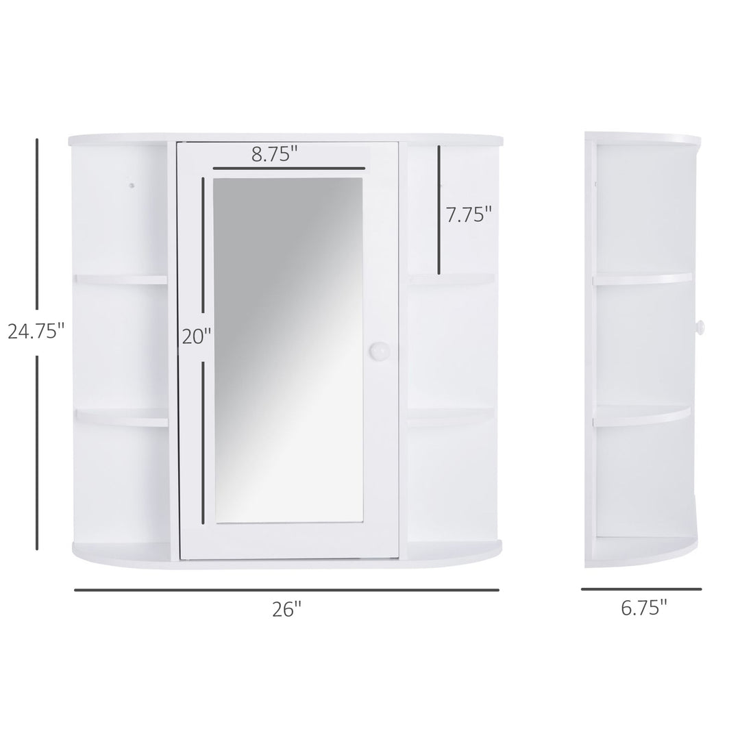 HOMCOM Mirrored Bathroom Wall Cabinet Wall Mounted Medicine Cabinet with Door & Shelves, White