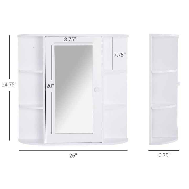 HOMCOM Mirrored Bathroom Wall Cabinet Wall Mounted Medicine Cabinet with Door & Shelves, White