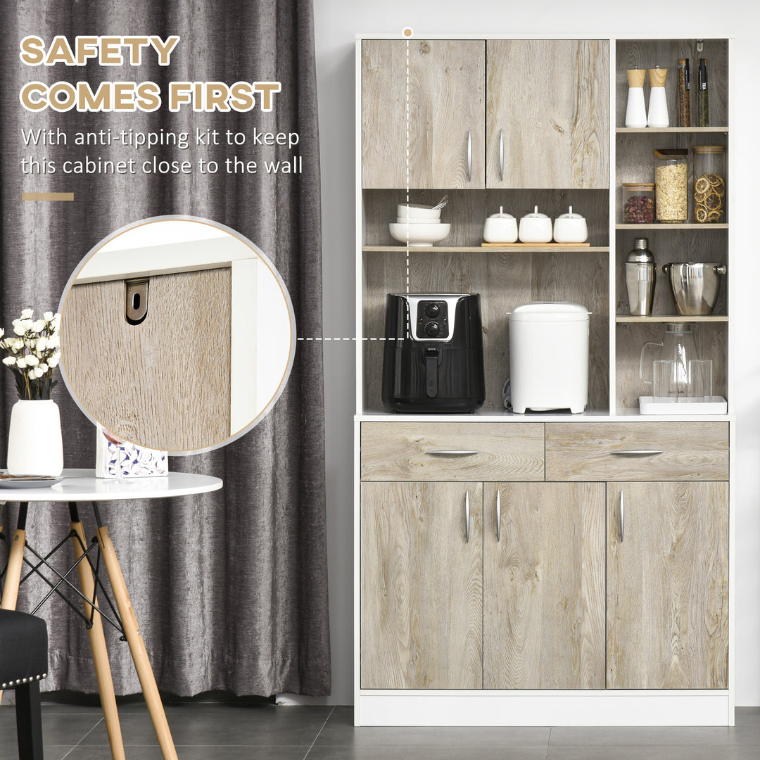 HOMCOM Kitchen Buffet with Hutch Multi Storage Cupboard Cabinet Server Sideboard with Drawers