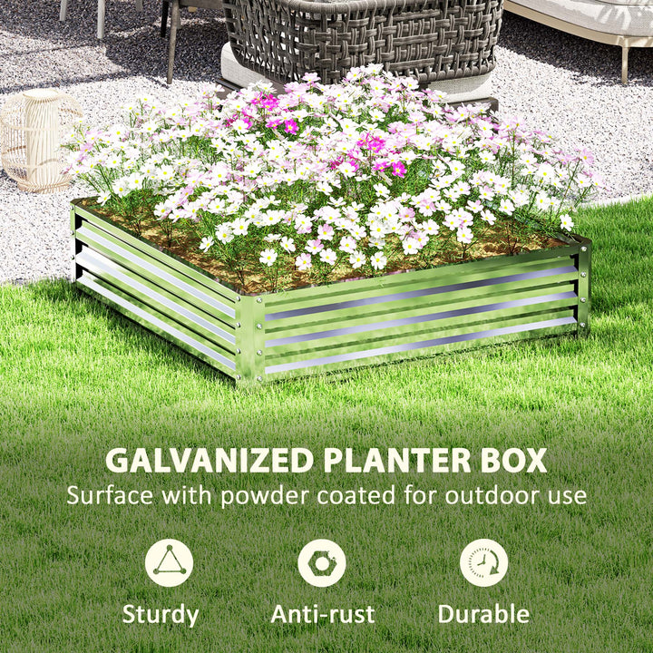 Outsunny 4' x 4' x 1' Raised Garden Bed Galvanized Steel Planter Box for Vegetables, Flowers, Herbs, Green