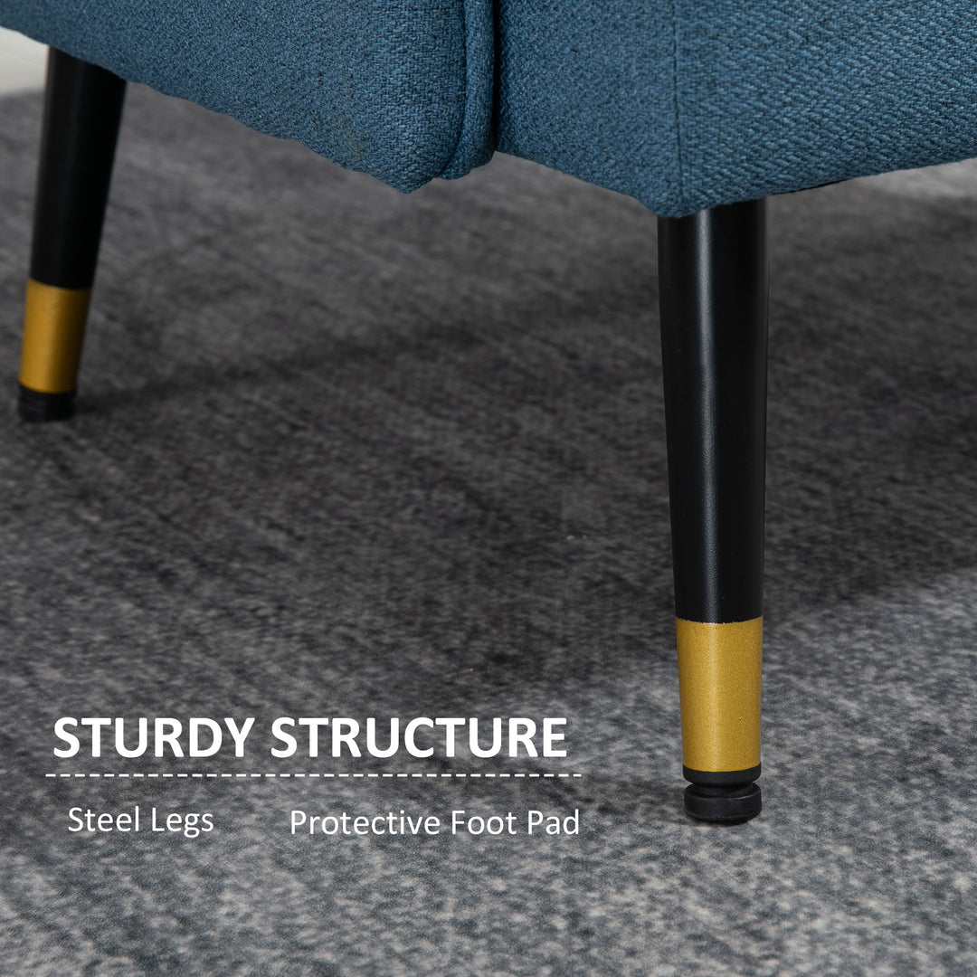 HOMCOM Modern Armchair, Upholstered Accent Chair with Tufted Back Cushion and Steel Legs for Living Room, Bedroom, Grey