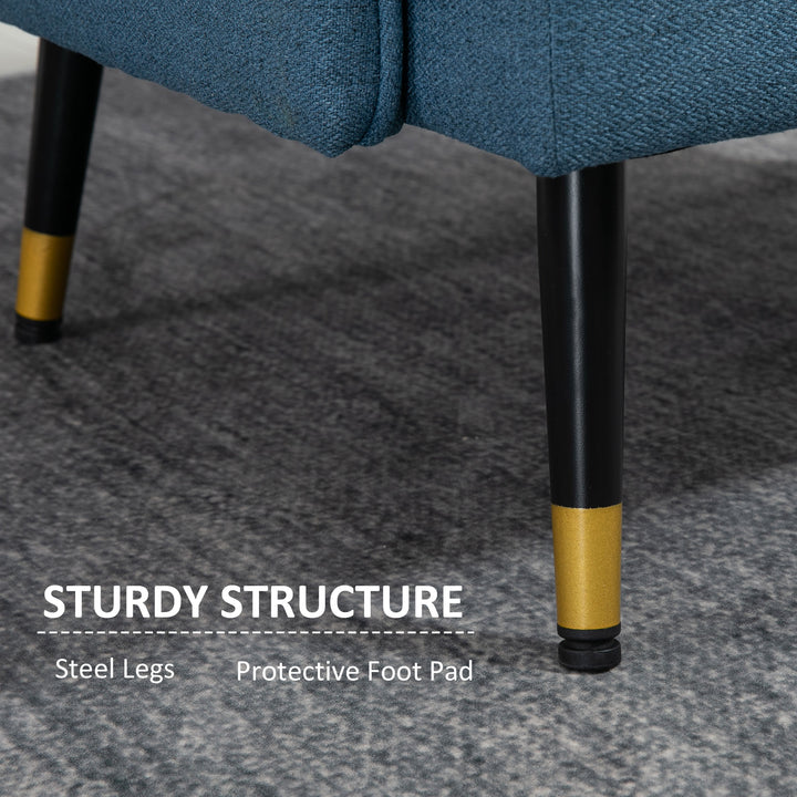 HOMCOM Modern Armchair, Upholstered Accent Chair with Tufted Back Cushion and Steel Legs for Living Room, Bedroom, Grey