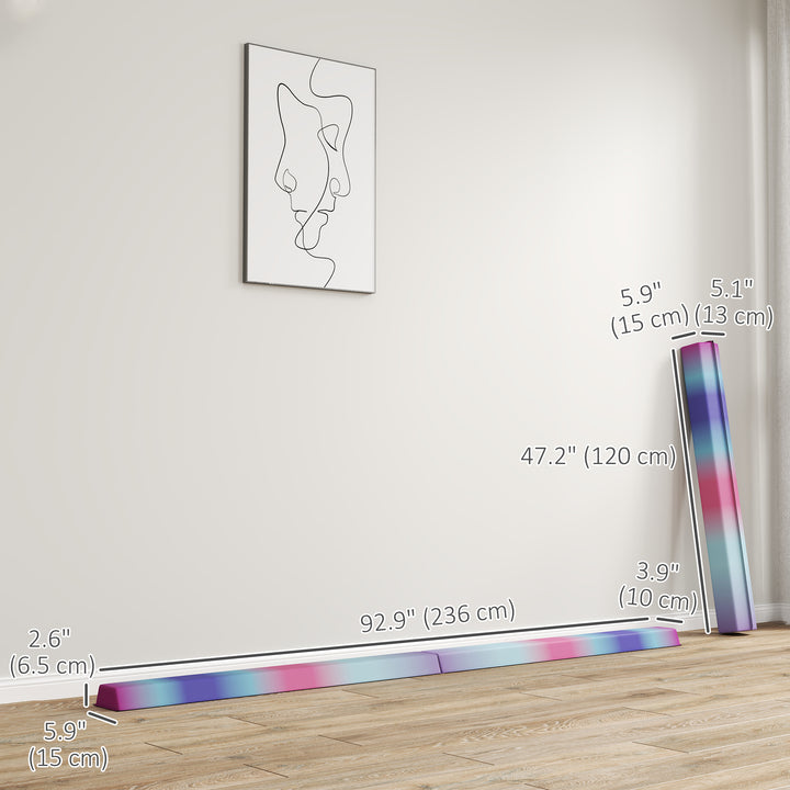 Soozier 7.7ft Folding Balance Beam, Gymnastics Equipment with Anti-Slip Bottom for Kids Home Training, Red