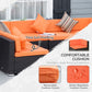 Outsunny 7pcs Garden Wicker Sectional Set w/ Tea Table Patio Rattan Lounge Sofa with Cushion for Outdoor Deck Orange