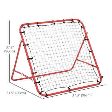 HOMCOM Volleyball Rebounder Net Football Training Aid Kickback Target Play Red