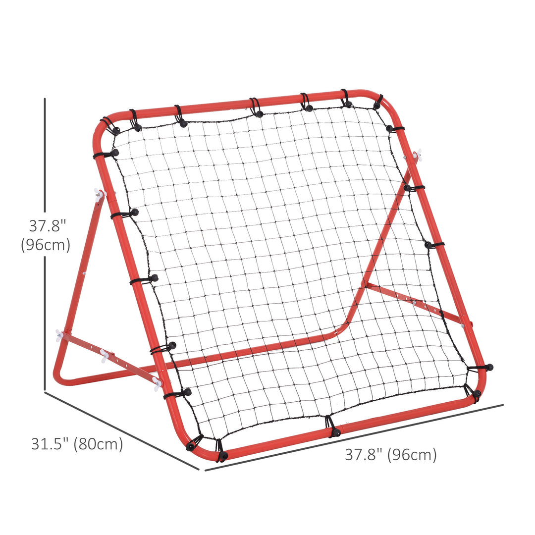 HOMCOM Volleyball Rebounder Net Football Training Aid Kickback Target Play Red