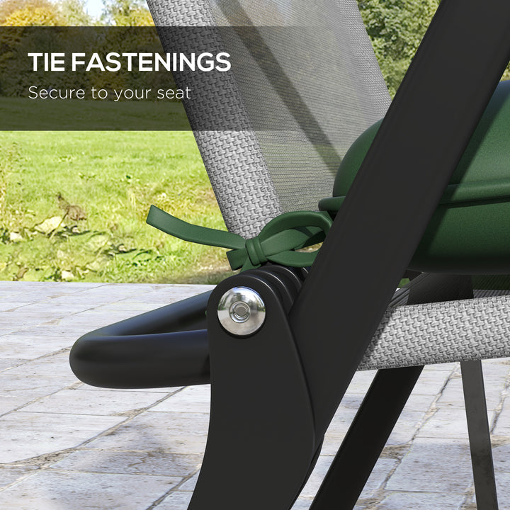 Outsunny 6-Piece Seat Cushion Replacement, Outdoor Patio Chair Cushions Set with Ties, Button Tufted, Dark Green