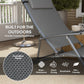 Outsunny Folding Chaise Lounge Chair Set of 2, Reclining Outdoor Lounge Chair Set with Quick Drying Pad Headrest Side Pocket, Tanning Chair Set for Beach Garden Pool, Light Grey