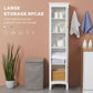 kleankin Tall Bathroom Cabinet, Freestanding Storage Organizer with Adjustable Shelves and Cupboards, 15" x 13" x 63", White