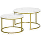 HOMCOM Nesting Tables, 29" Round Coffee Table Set of 2, Modern Side Tables for Living Room with Metal Base, Faux Marbled White