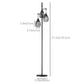 HOMCOM Arc Tree Floor Lamp with 5 Adjustable Rotating Lights, Modern Standing Gooseneck Reading Light for Living Room Bedroom Office, Satin Nickel