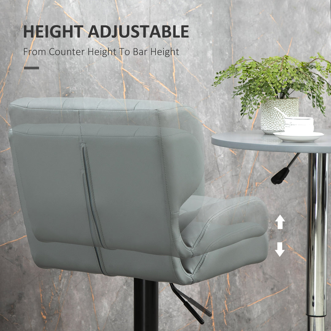 HOMCOM Swivel PU Leather Barstools Set of 2 Adjustable Bar Stools with Footrest Back for Kitchen Counter Dining Room Black