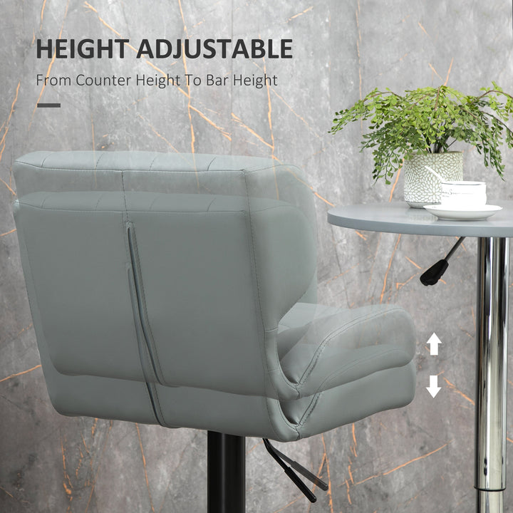 HOMCOM Swivel PU Leather Barstools Set of 2 Adjustable Bar Stools with Footrest Back for Kitchen Counter Dining Room Black