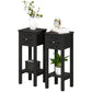 HOMCOM Nightstand Set of 2 with Drawer and Open Storage Shelf White