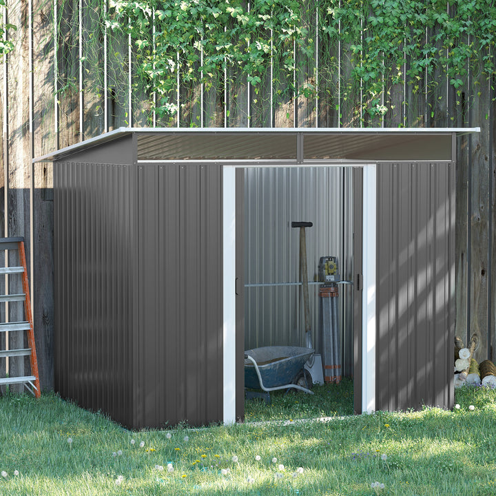 Outsunny 6' x 8.5' Outdoor Metal Garden Shed Utility Tool Storage Steel Backyard House, Dark Green