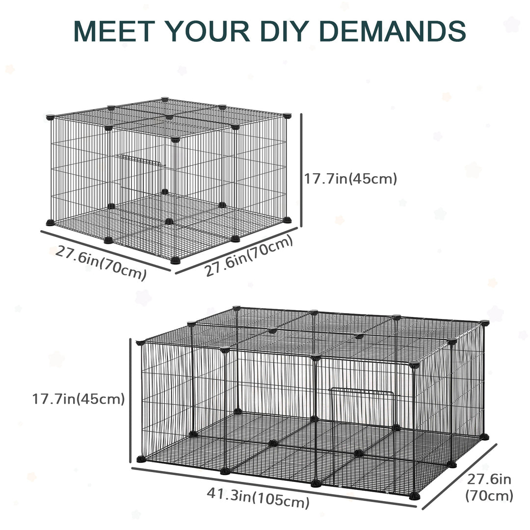 PawHut Small Animal Cage for Bunny, Guinea Pig, Chinchilla, Hedgehog, Portable Pet Enclosure with Door, 22 Panels