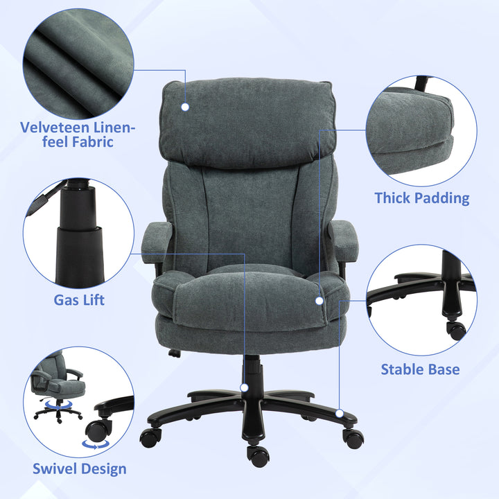HOMCOM Big and Tall Executive Office Chair, Up to 450 lbs. Heavy Duty Desk Chair, Computer Chair for Heavy People, Grey