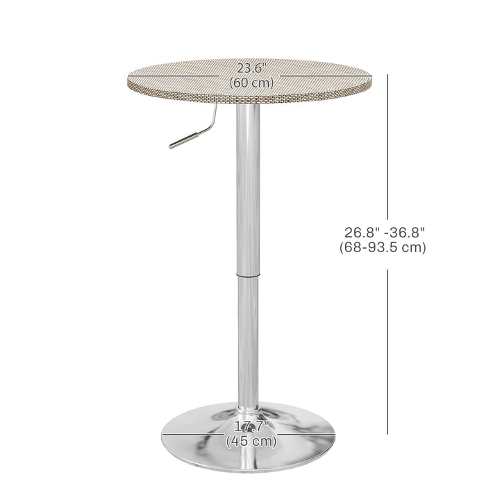 HOMCOM Adjustable Bar Table for 2, Round Pub Table with PE Rattan Top and Steel Base for Home Bar, Small Dining Room, Grey