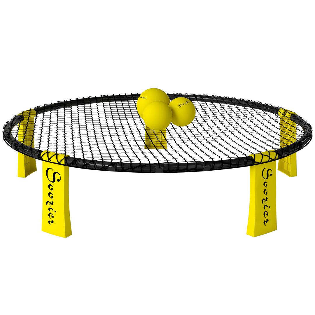 Soozier Spike Ball Game Set, Mini Beach Games Set w/ Roundnet, 3 Balls, Pump, Carrying Bag, Portable Outdoor Games for Families