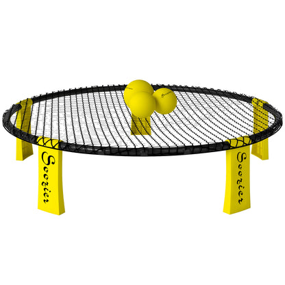 Soozier Spike Ball Game Set, Mini Beach Games Set w/ Roundnet, 3 Balls, Pump, Carrying Bag, Portable Outdoor Games for Families