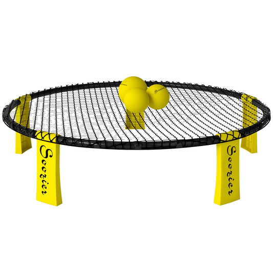 Soozier Spike Ball Game Set, Mini Beach Games Set w/ Roundnet, 3 Balls, Pump, Carrying Bag, Portable Outdoor Games for Families