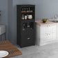 HOMCOM 63" Small Buffet with Hutch, 4-Door Kitchen Pantry Storage Cabinet with Adjustable Shelf for Dining Room, Black