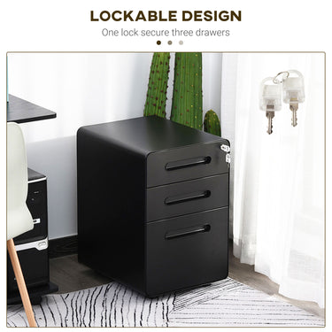 Vinsetto Lockable File Cabinet, Steel Filing Cabinet on Wheels for Legal, A4, Letter Size, Home Office