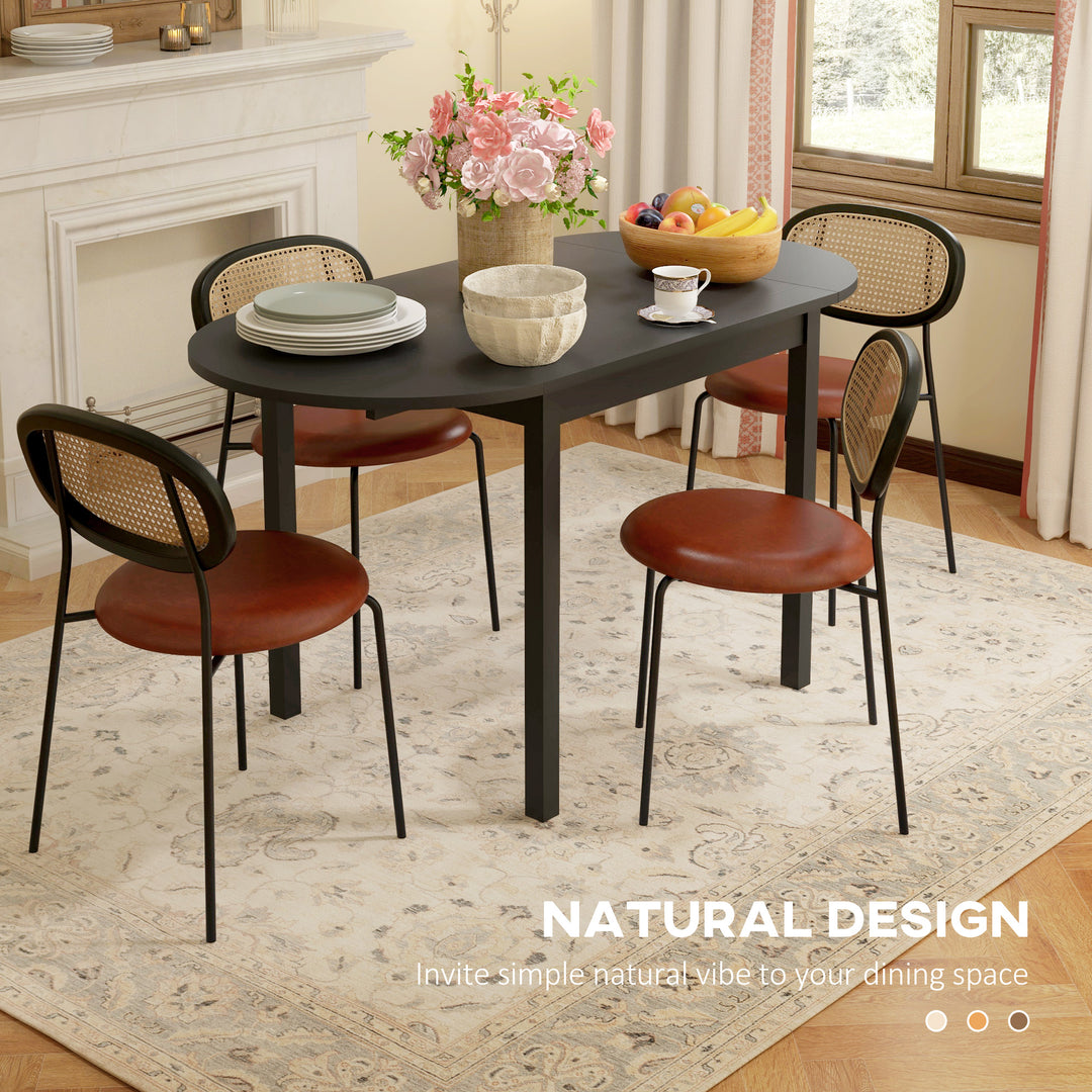 HOMCOM Solid Wood Kitchen Table, Drop Leaf Tables for Small Spaces, Folding Dining Table, Brown