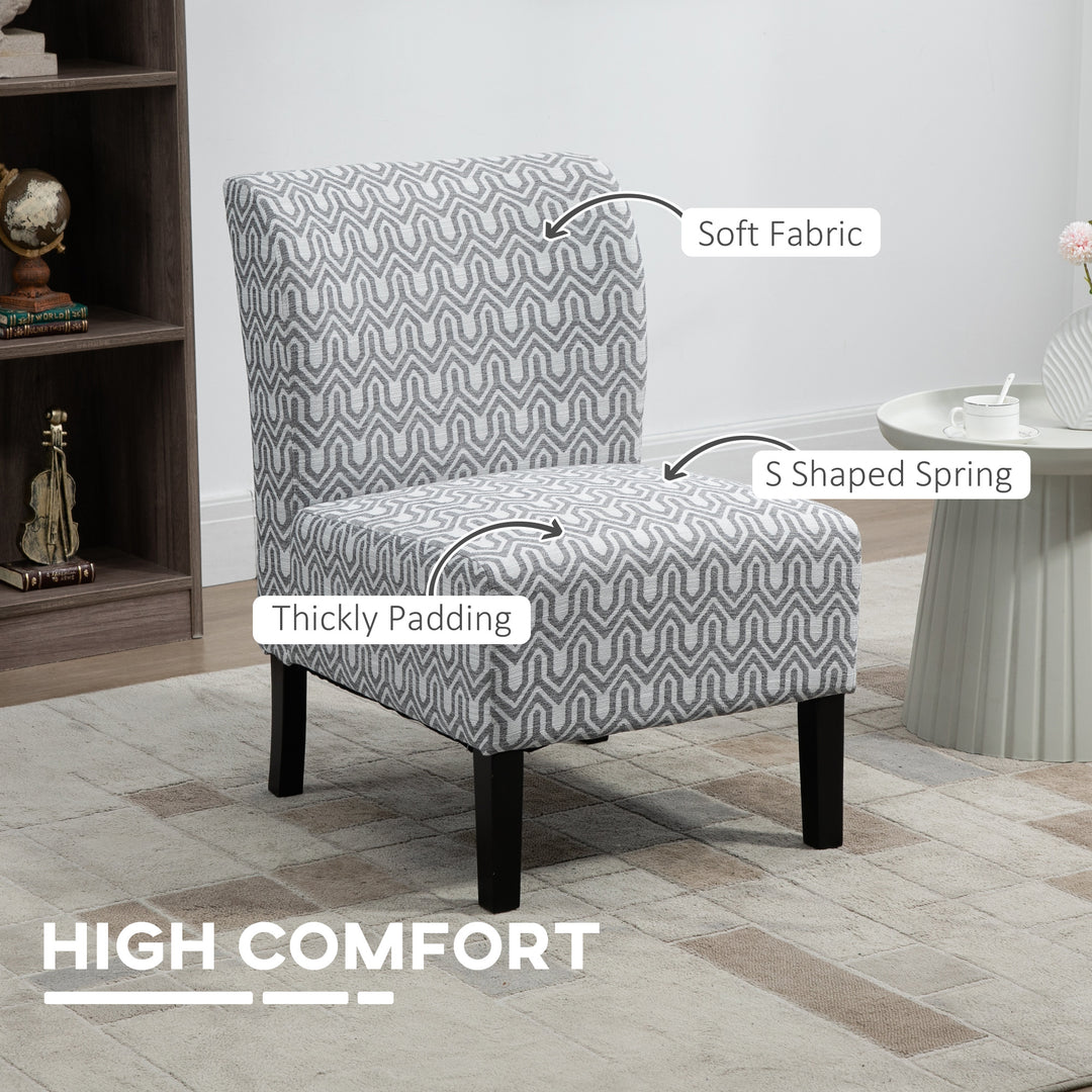 HOMCOM Armless Accent Chair for Bedroom, Upholstered Slipper Side Chair for Living Room with Wood Legs, Grey