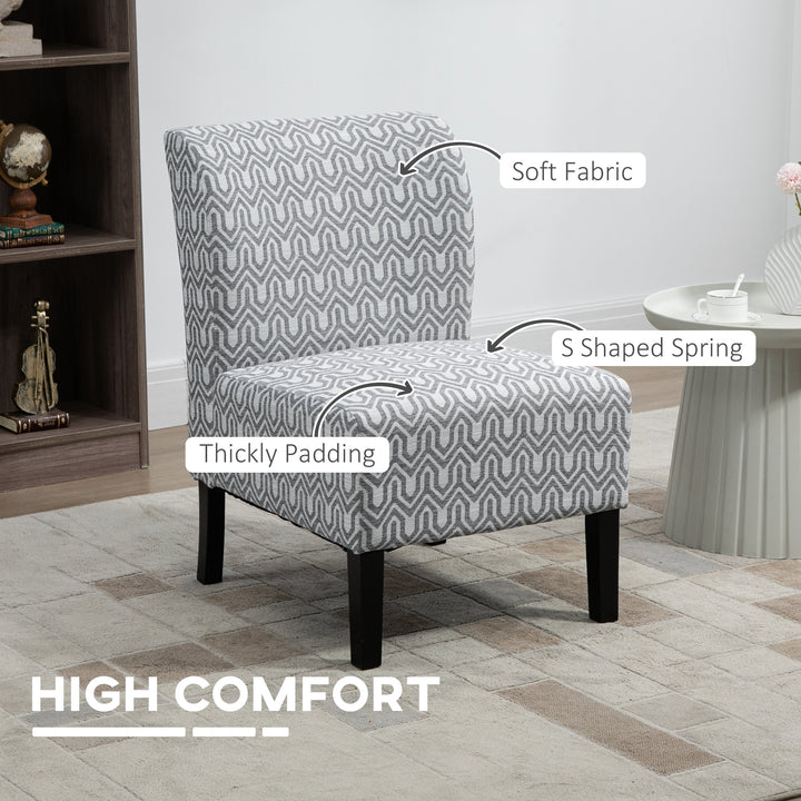 HOMCOM Armless Accent Chair for Bedroom, Upholstered Slipper Side Chair for Living Room with Wood Legs, Grey