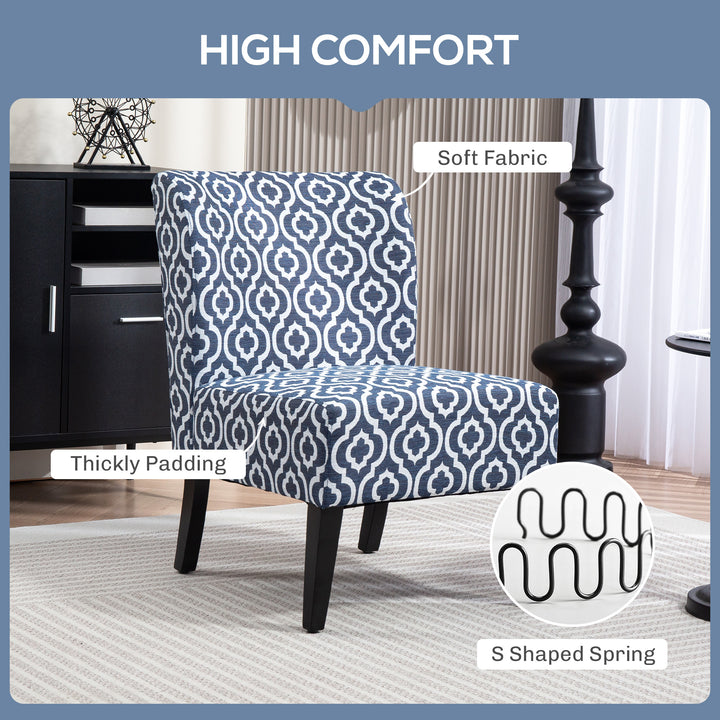 HOMCOM Armless Accent Chair for Bedroom, Upholstered Slipper Side Chair for Living Room with Wood Legs, Grey