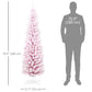 HOMCOM 6ft Flocked Christmas Tree, Pencil Artificial Christmas Tree with Realistic Branches, Pink