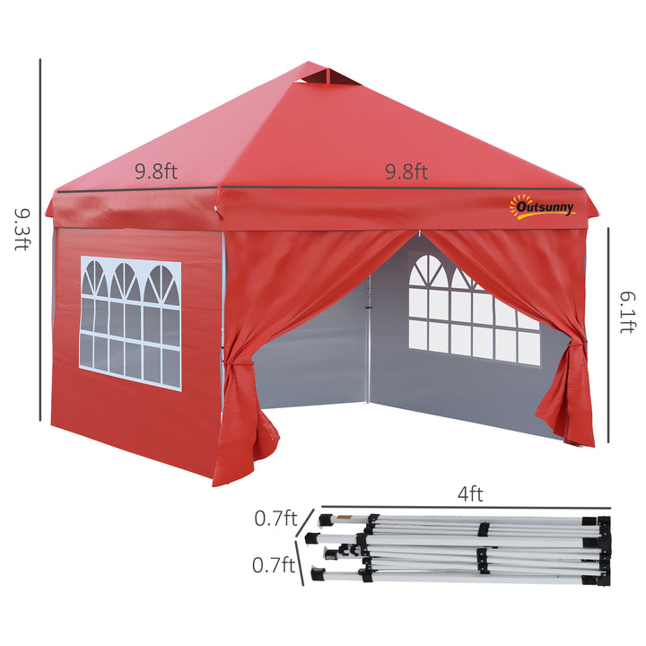 Outsunny 10' x 10' Pop Up Canopy Tent, Instant Sun Shelter, Tents for Parties, with Wheeled Carry Bag, Blue