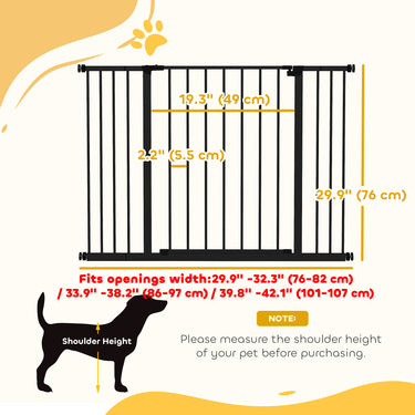 PawHut Pressure Fit Dog Gate Pet Barrier for stairs doorway, 29.9''- 42.1'' Width Black