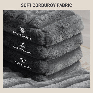 HOMCOM 60" Chaise Lounge Chair, Oversized Upholstered Sofa Bed with Cup Holders & Pillows, Sleeper Couch for Living Room, Grey