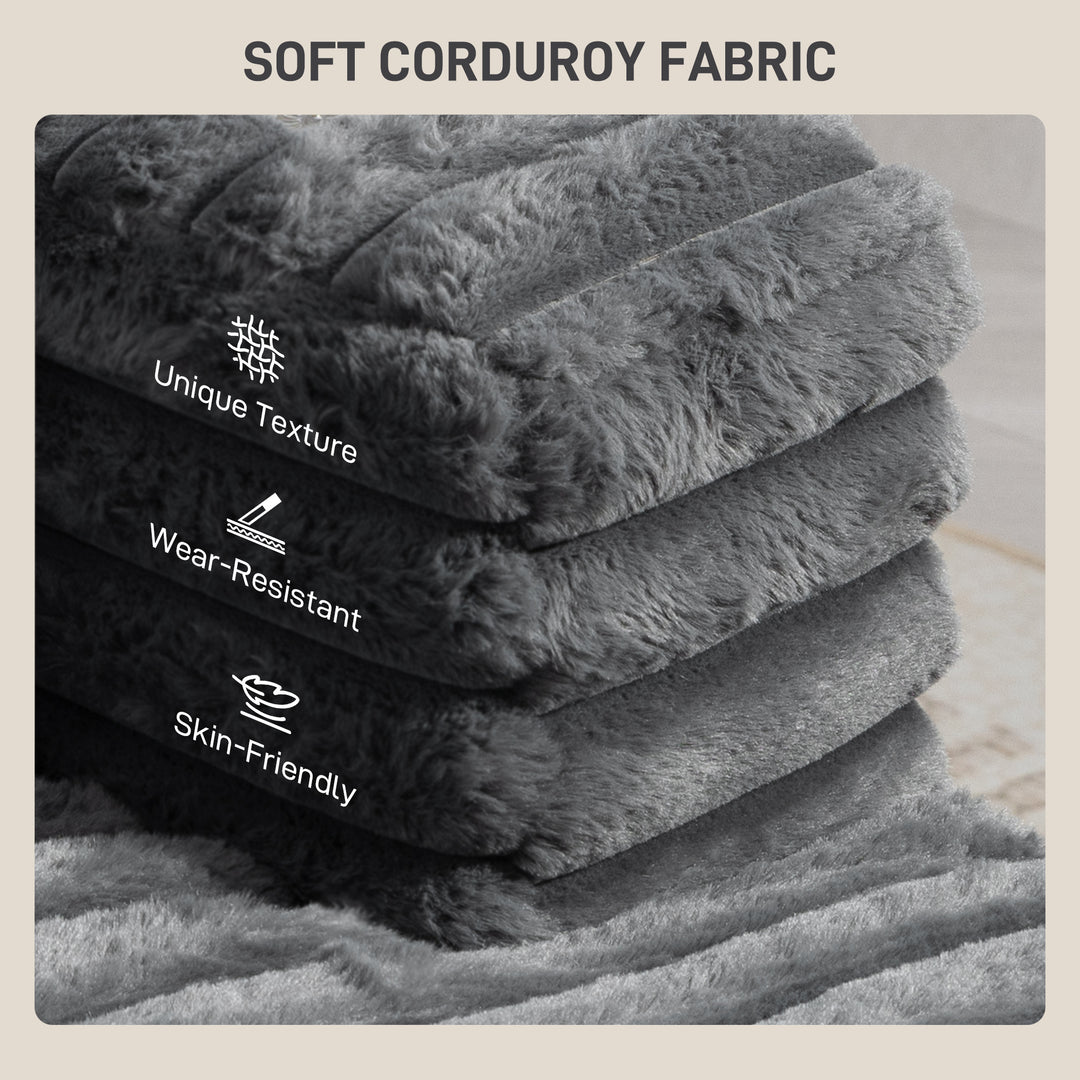 HOMCOM 60" Chaise Lounge Chair, Oversized Upholstered Sofa Bed with Cup Holders & Pillows, Sleeper Couch for Living Room, Grey