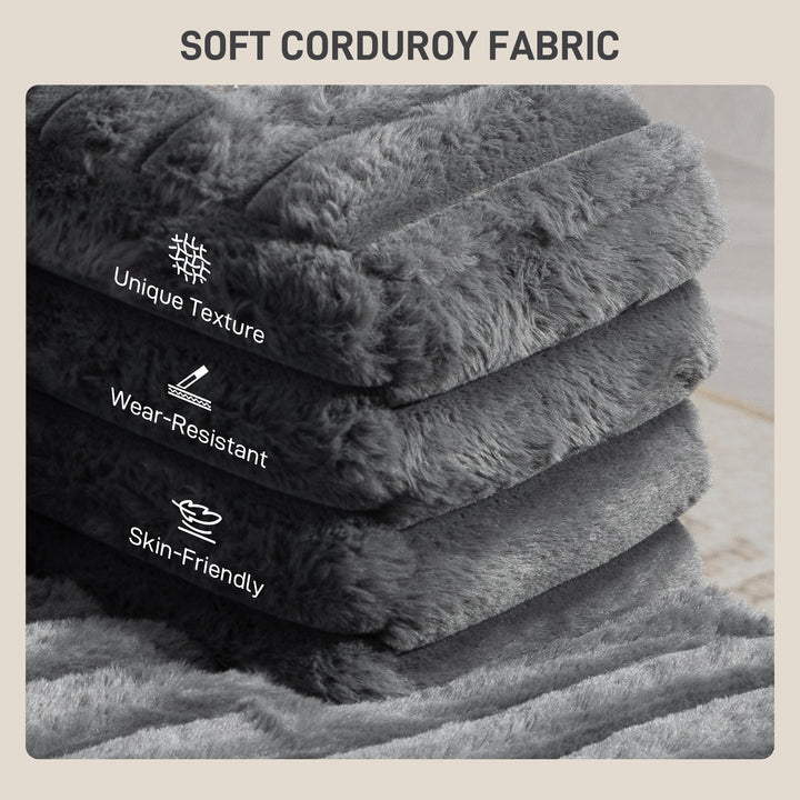 HOMCOM 60" Chaise Lounge Chair, Oversized Upholstered Sofa Bed with Cup Holders & Pillows, Sleeper Couch for Living Room, Grey