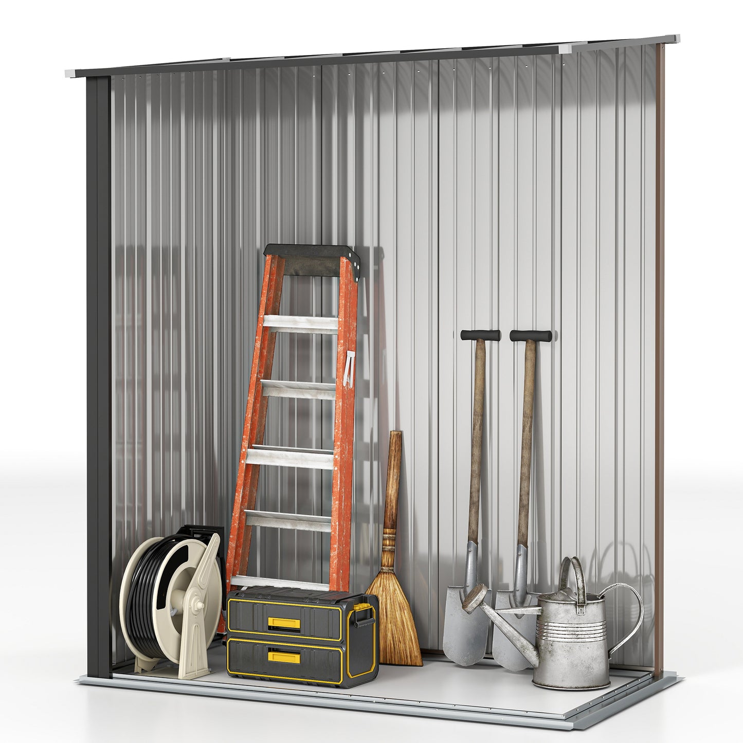 Outsunny 5' x 3' Outdoor Storage Shed, Steel Garden Shed with Single Lockable Door, Tool Storage Shed for Backyard, Brown