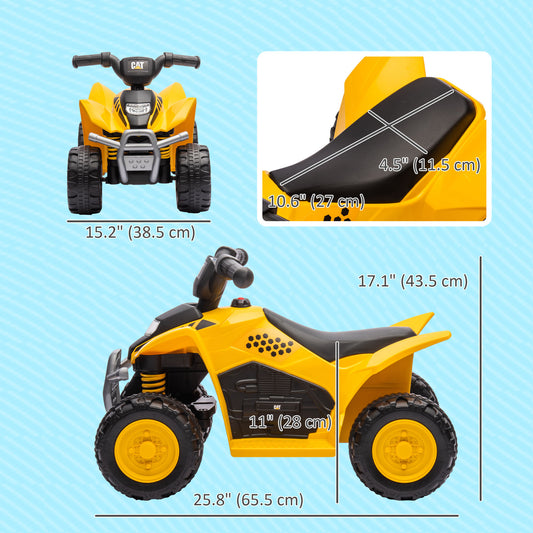 Qaba Licensed Kids ATV, 6V Electric Ride on Car for Kids with Horn, LED Headlights, for 18-36 Months, Yellow