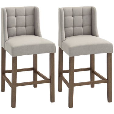 HOMCOM Modern Counter Bar Stools Tufted Upholstered Counter Chairs Set of 2 for Kitchen, Beige