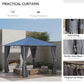 Outsunny 10' x 10' Polycarbonate Hardtop Gazebo Canopy, Outdoor Patio Gazebo with Aluminum Frame & Curtains, Dark Grey