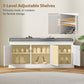 HOMCOM Shoe Storage Bench with Woven Rattan Doors, Shoe Bench with Cushion, Adjustable Shelves, Entryway Bench, White