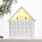 HOMCOM Christmas Advent Calendar, 2022 Light Up Table Xmas Wooden House Holiday Decoration with Countdown Drawer, Village, for kids Adults, White