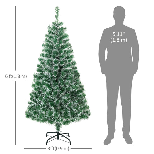HOMCOM 6FT Indoor Christmas Tree Artificial Decoration Xmas Gift with Metal Stand 375 Tips
