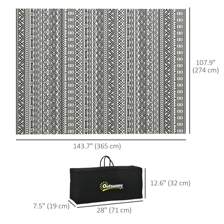 Outsunny Reversible Outdoor Rug Waterproof Plastic Straw RV Rug with Carry Bag, 9' x 12', Grey and Cream White Boho