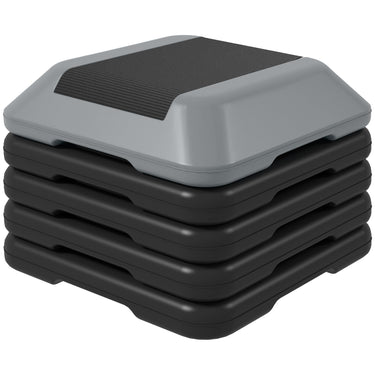 Soozier 5-Level Height Adjustable Stepper, Aerobic Exercise Step Platform, 4" 6" 8" 10" 12", Grey