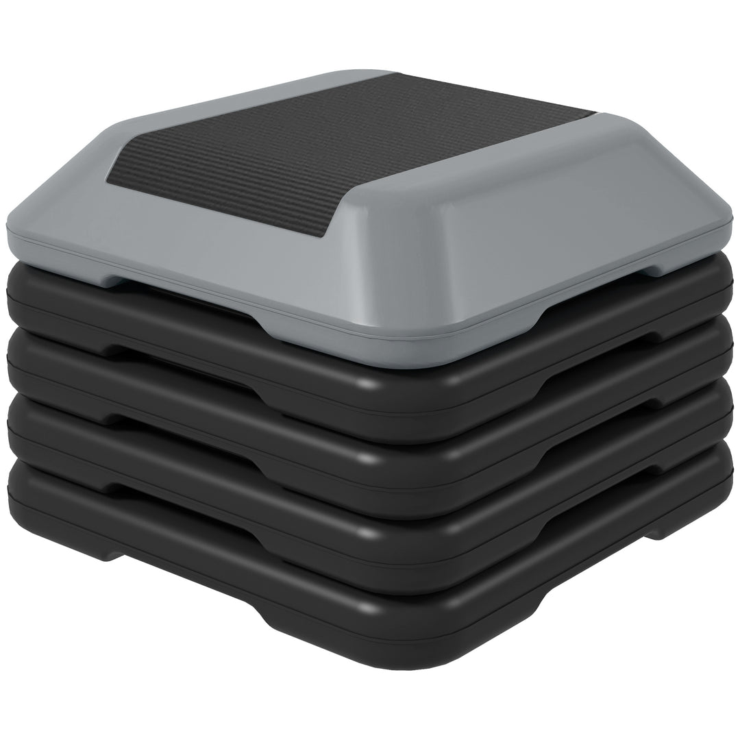 Soozier 5-Level Height Adjustable Stepper, Aerobic Exercise Step Platform, 4" 6" 8" 10" 12", Grey