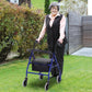 HOMCOM Folding Aluminum Rollator Walker with Adjustable Handle Height, Cushioned Flip Up Seat and Convenient Storage Bag, Rolling Wheels with 2 Barker, Blue